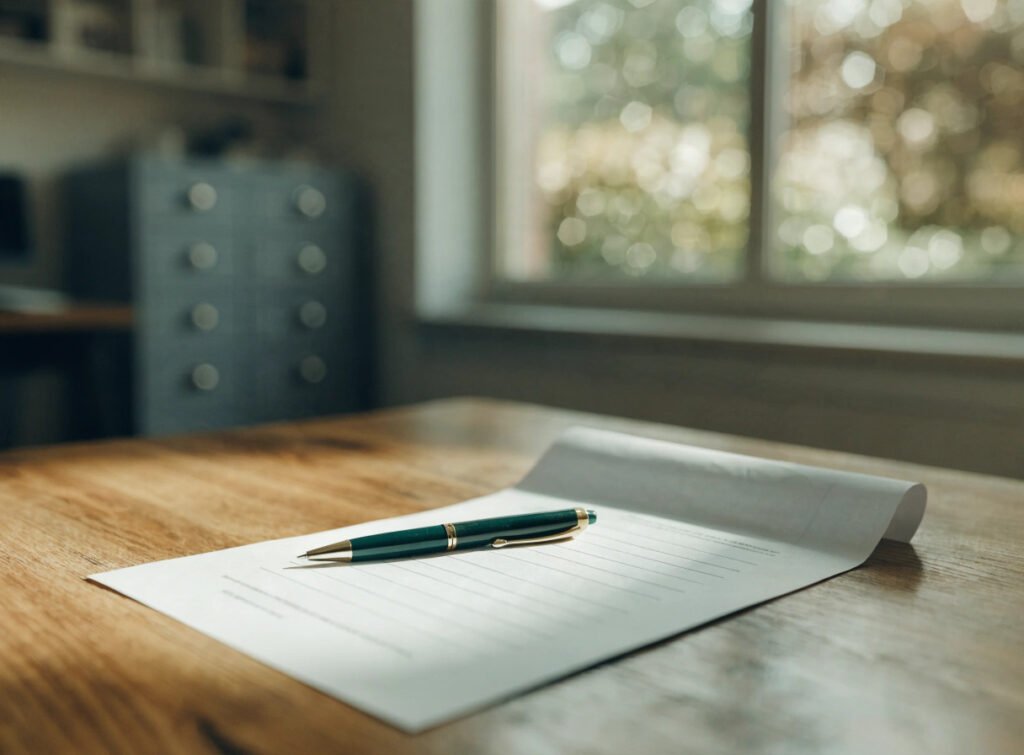 a gp partnership deed document on a practice managers desk