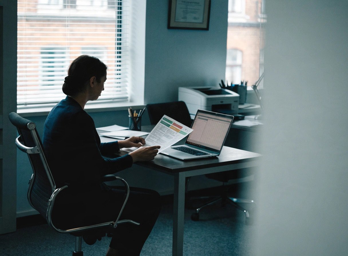 gp practice manager reviewing a compliance evidence file for a cqc assessment