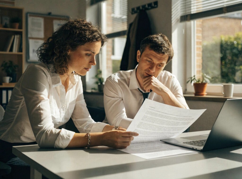 practice manager and gp partner reviewing a pcn network agreement