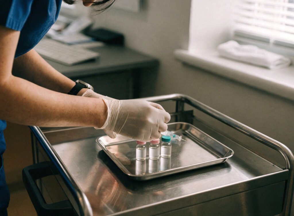 practice nurse preparing an rsv vaccination dose under the expanded 202627 programme