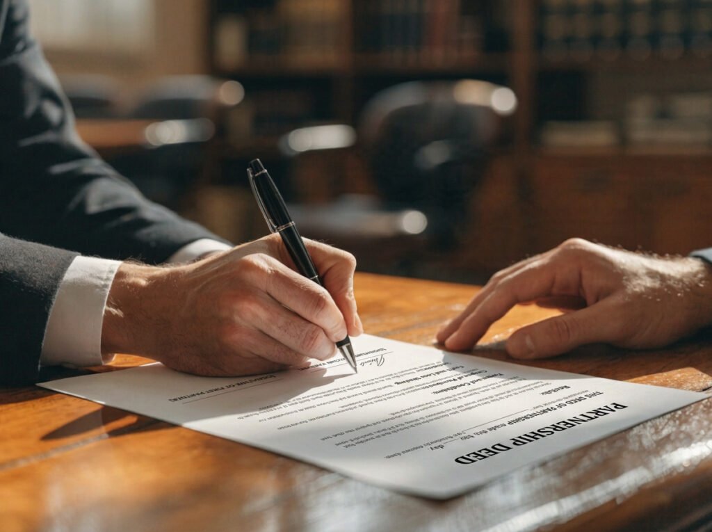 solicitor and gp partner finalising an updated partnership deed