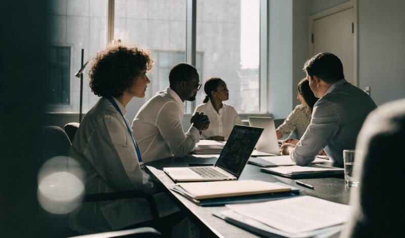 two gp partnership teams meeting to discuss a proposed practice merger