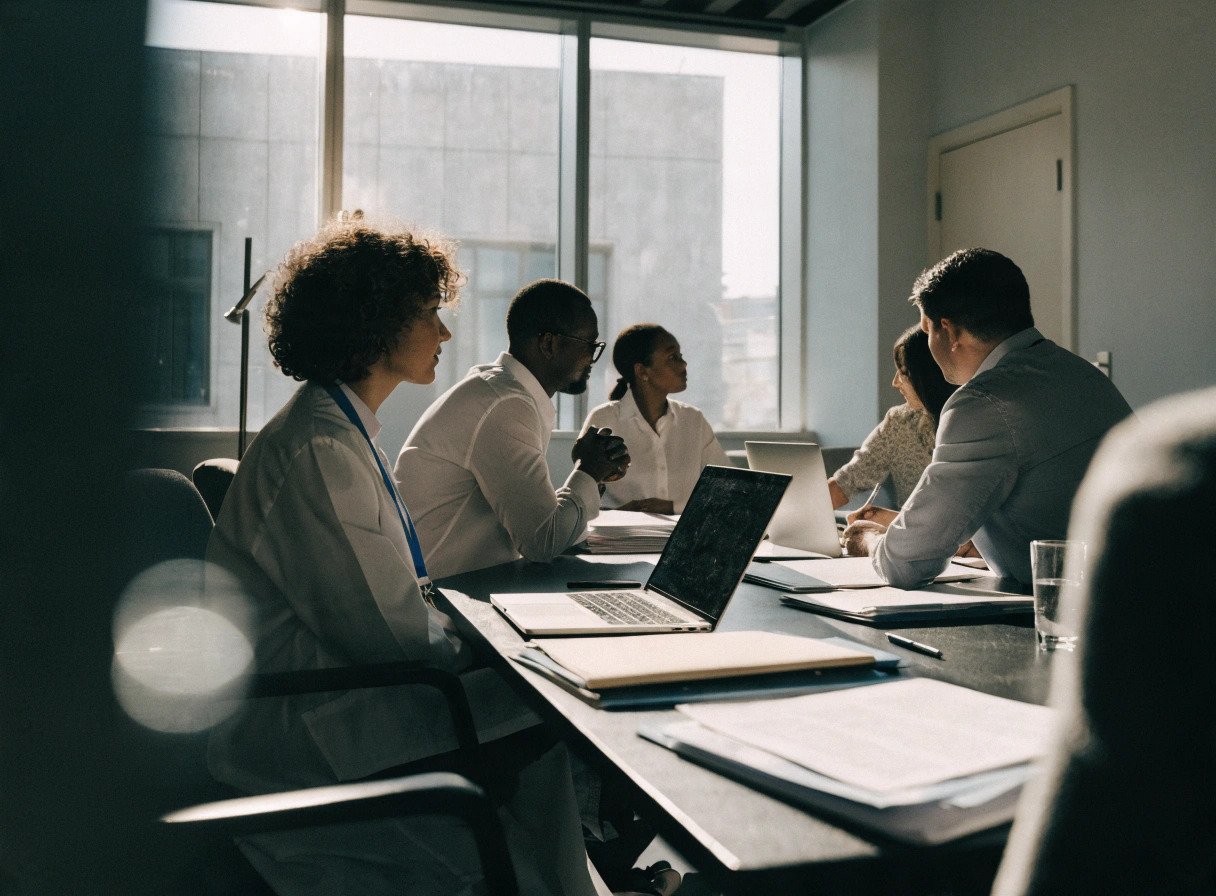two gp partnership teams meeting to discuss a proposed practice merger