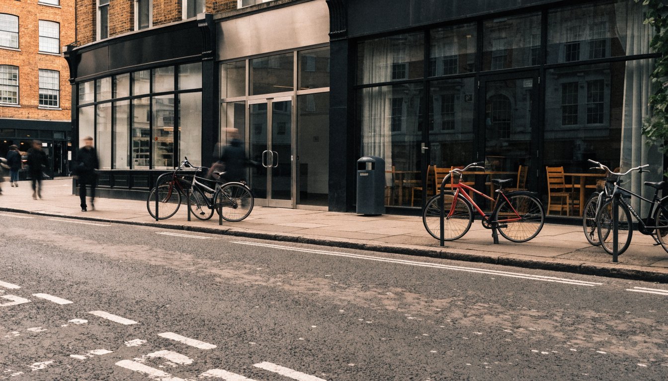 Row of commercial premises on a London high street let to shops and offices