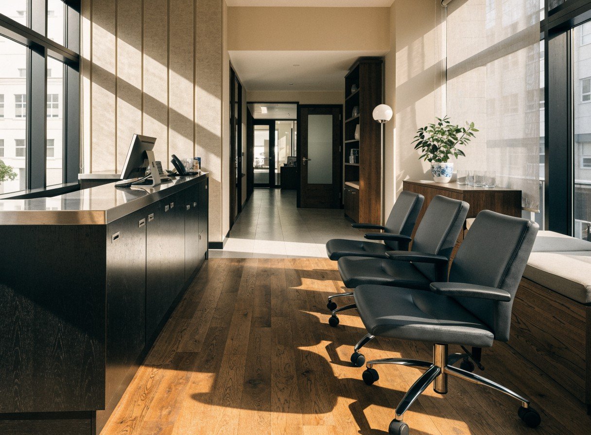 Modern dental practice reception representing goodwill and patient base value