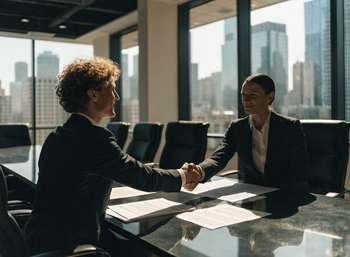 Dentist and solicitor shaking hands after agreeing terms to buy a dental practice