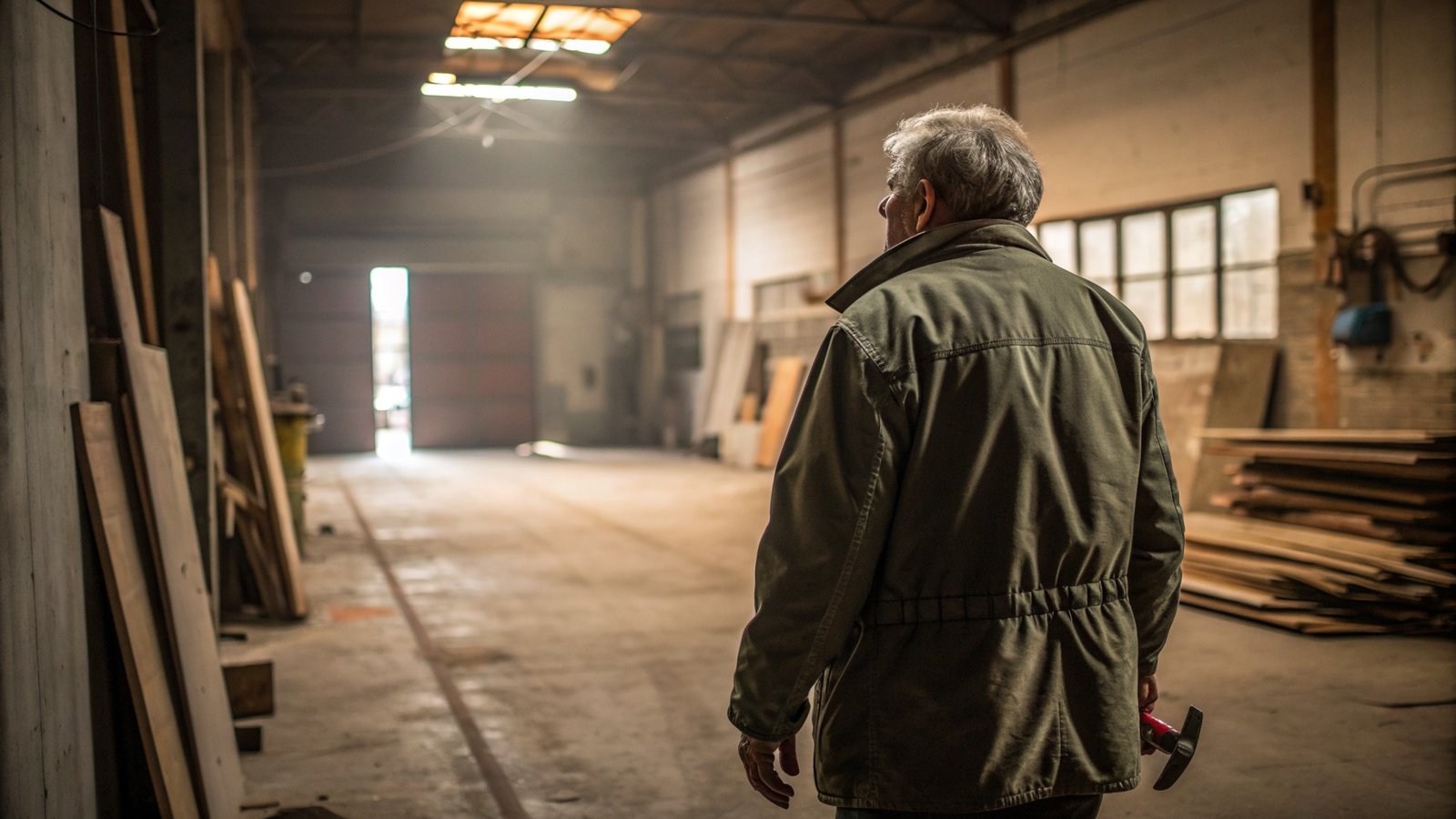 A business owner alone in the workshop of the business he has sold
