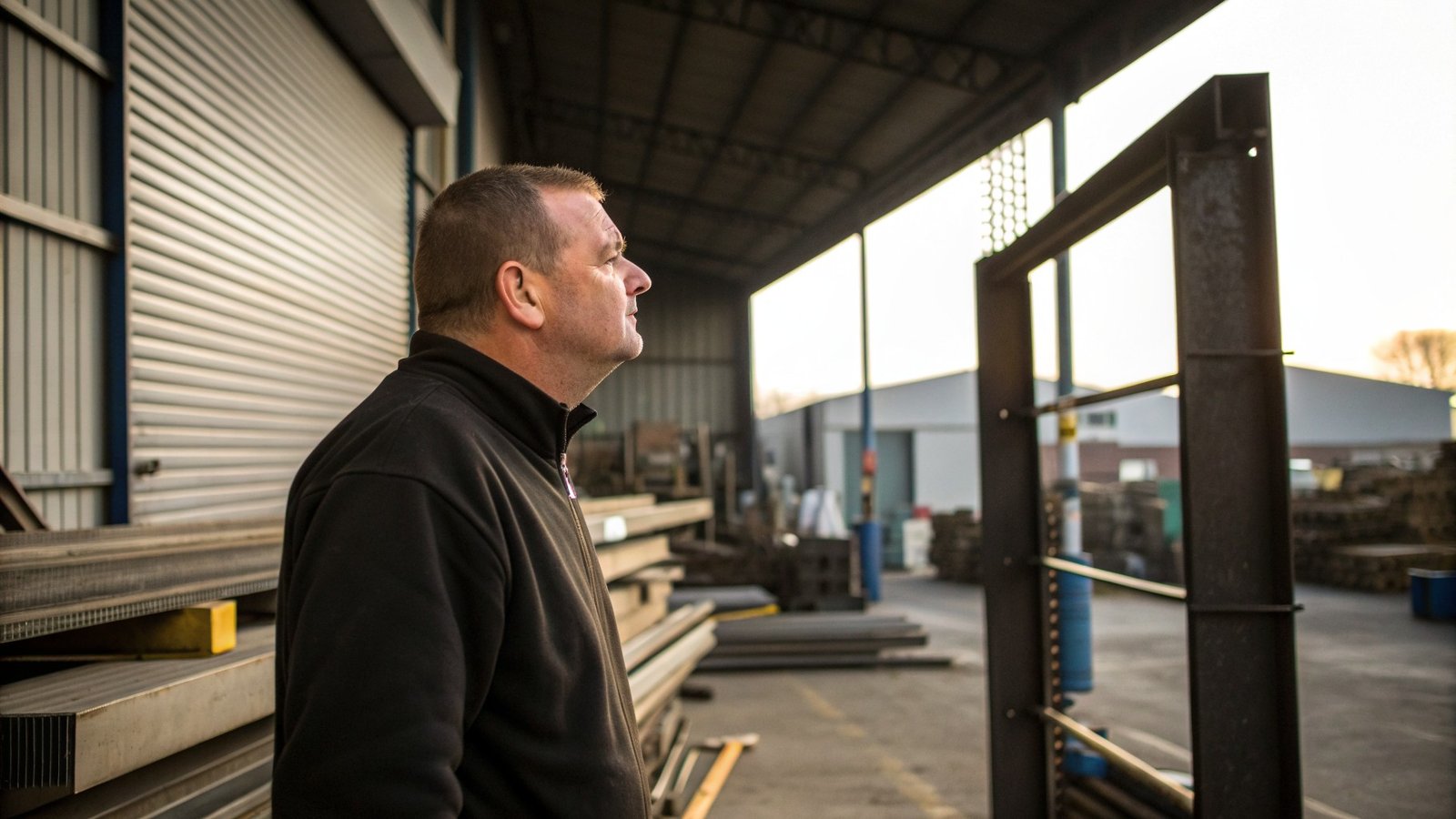 A business owner looking over stock in a light industrial unit